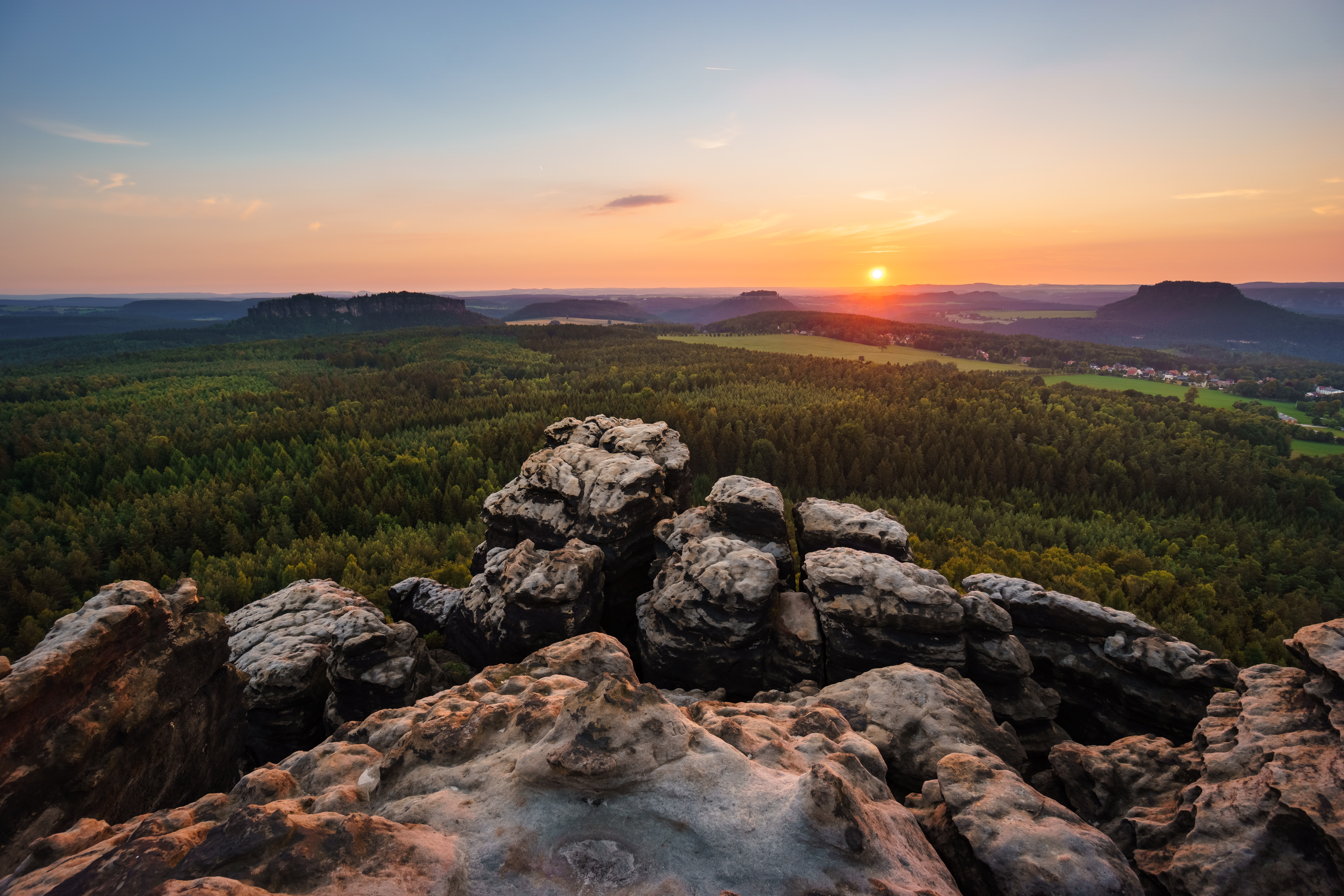 Photo free Sunset at the tablemountain, Gohrisch, Saxon Switzerland National Park