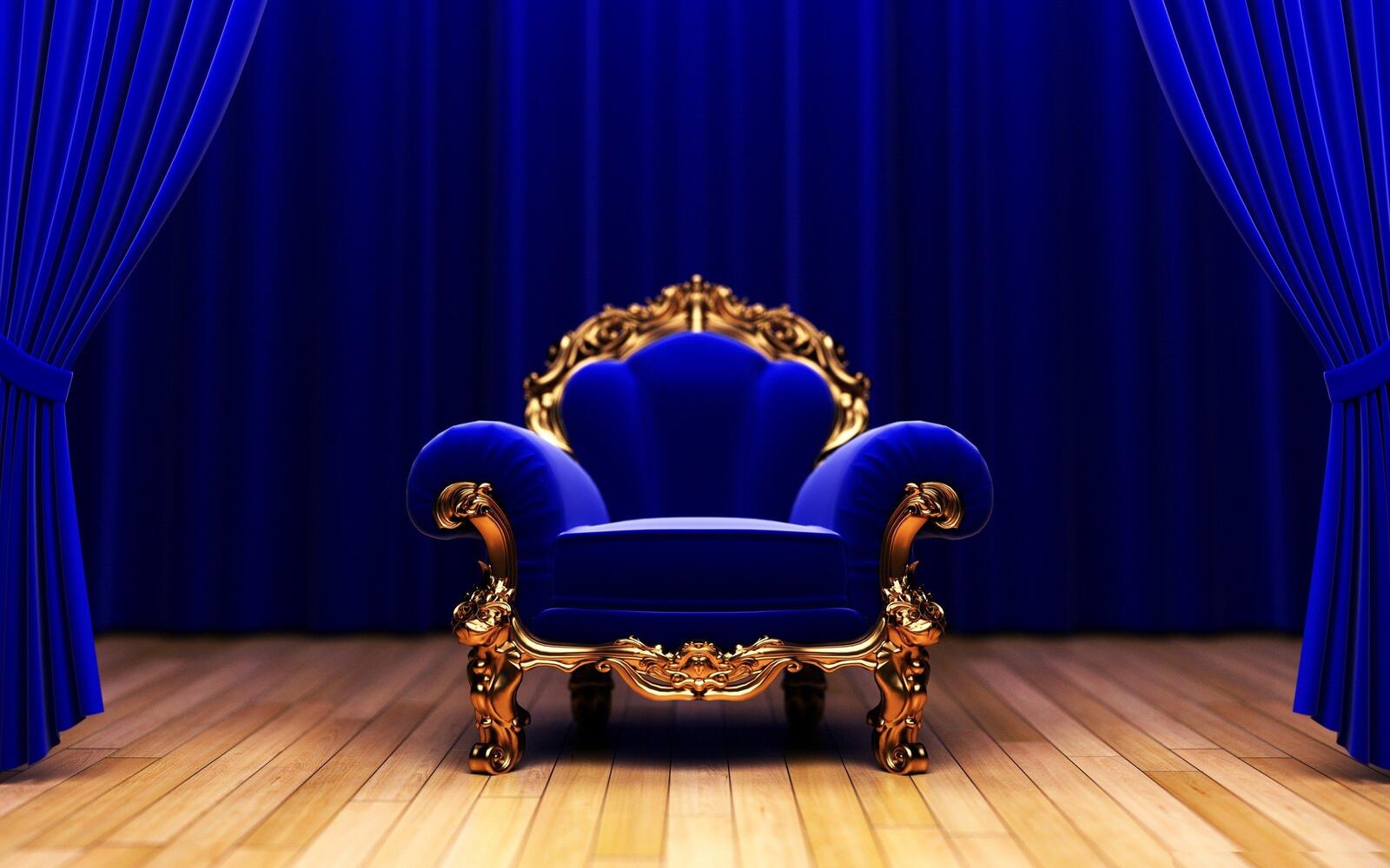 Wallpapers armchair blue chair king on the desktop