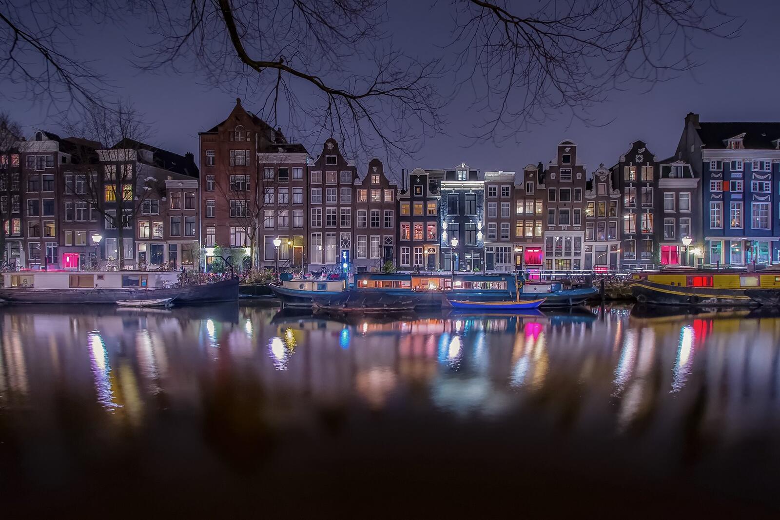 Обои освещение Амстердам архитектура на рабочий стол