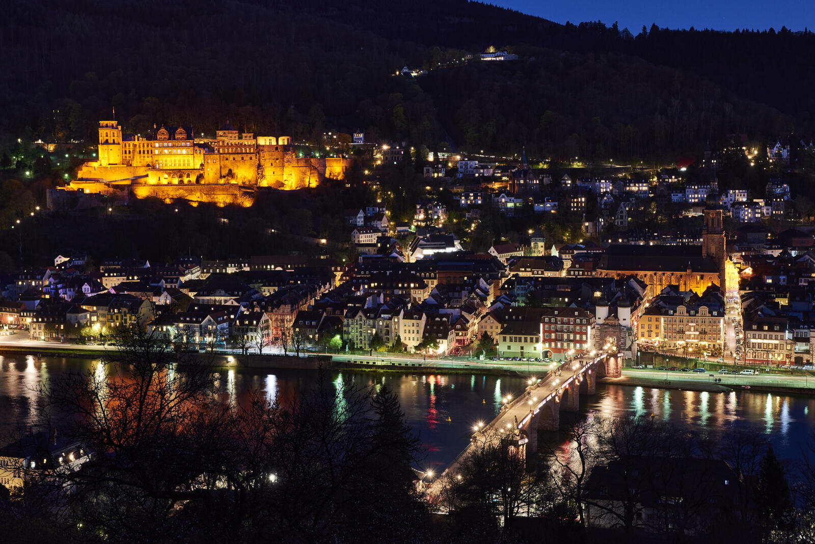 Обои Heidelberg ночной город Баден-Вюртемберг на рабочий стол