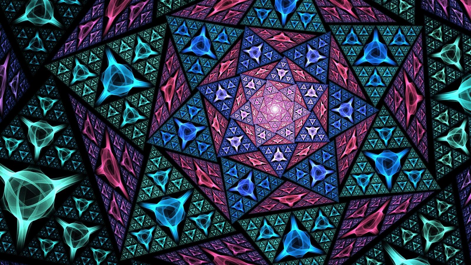 Wallpapers abstractly fractal mosaic on the desktop