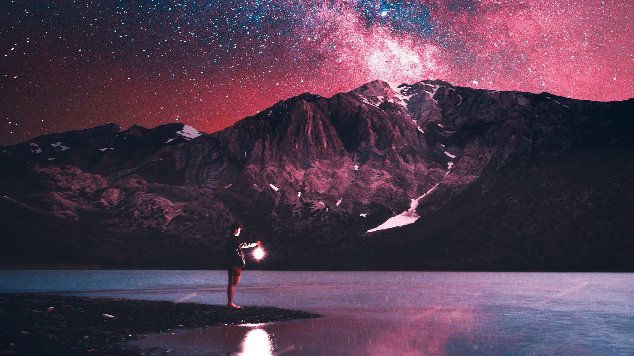 Wallpapers stars person mountains on the desktop