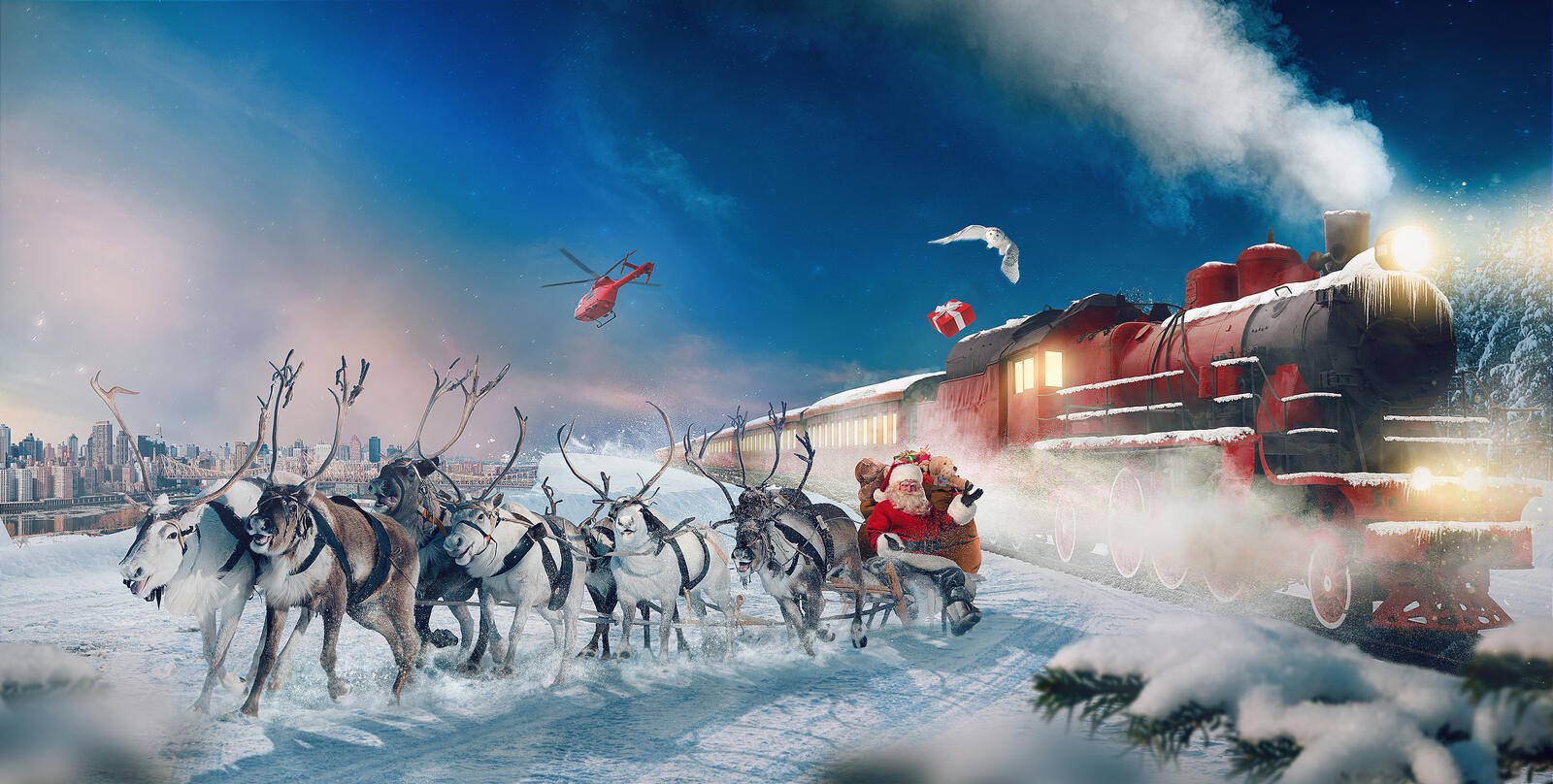 Wallpapers santa claus the polar Express reindeer on the desktop