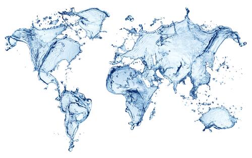 The continents of the planet of water