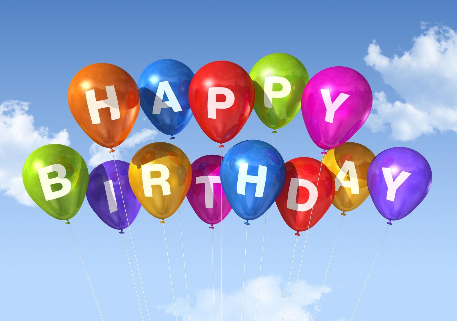 Обои с Днем рождения воздушные шары небо на рабочий стол