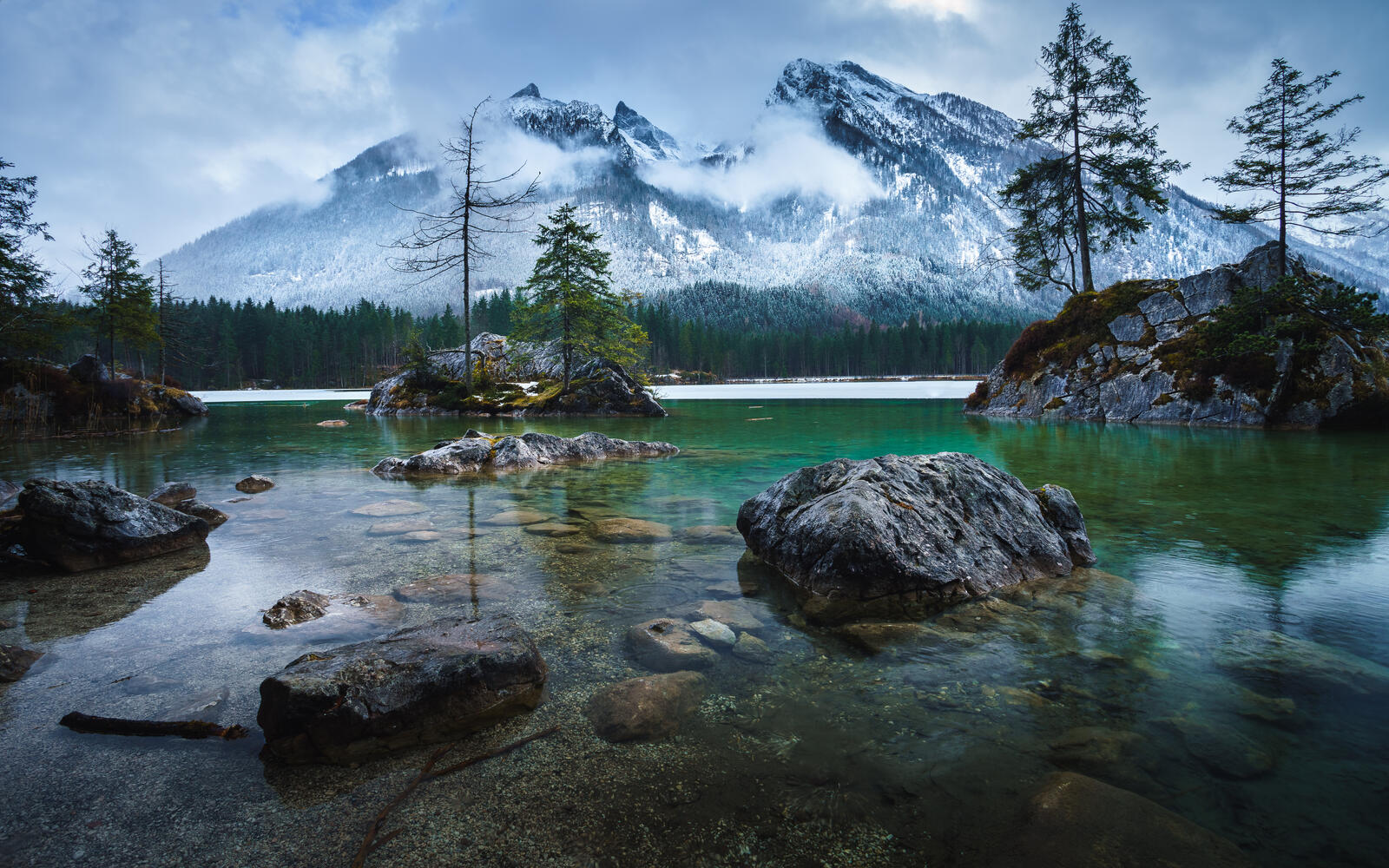 Wallpapers trees Lake Hintersee mountain on the desktop