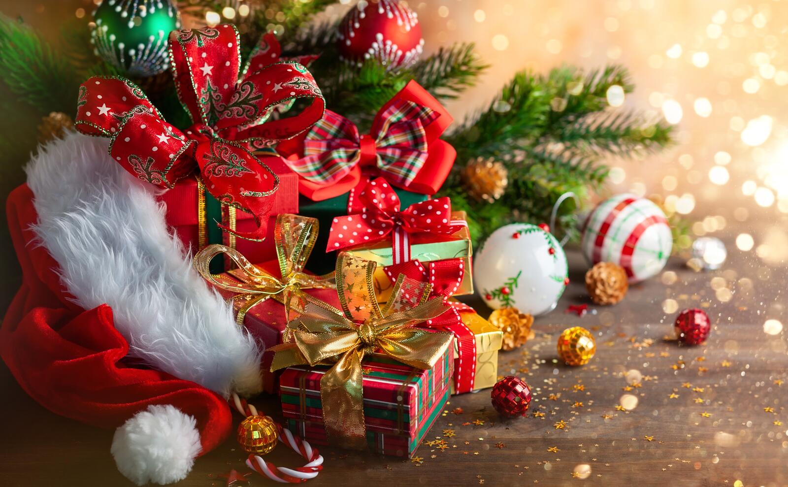 Wallpapers Christmas style gifts elements on the desktop