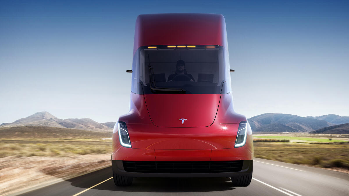 Truck Tesla on the road