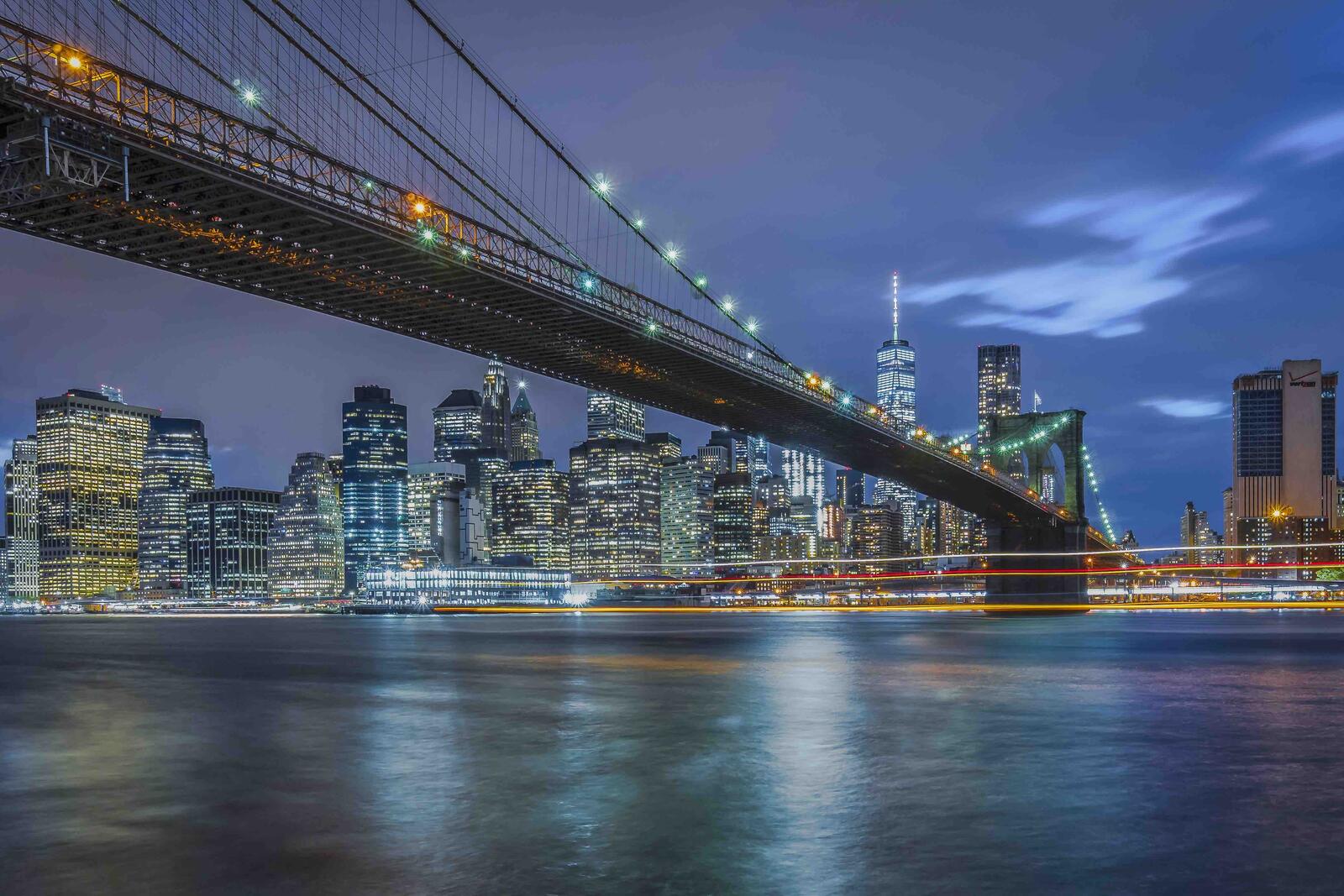 Обои НЬЮ-ЙОРК Бруклинский мост Ист-Ривер на рабочий стол