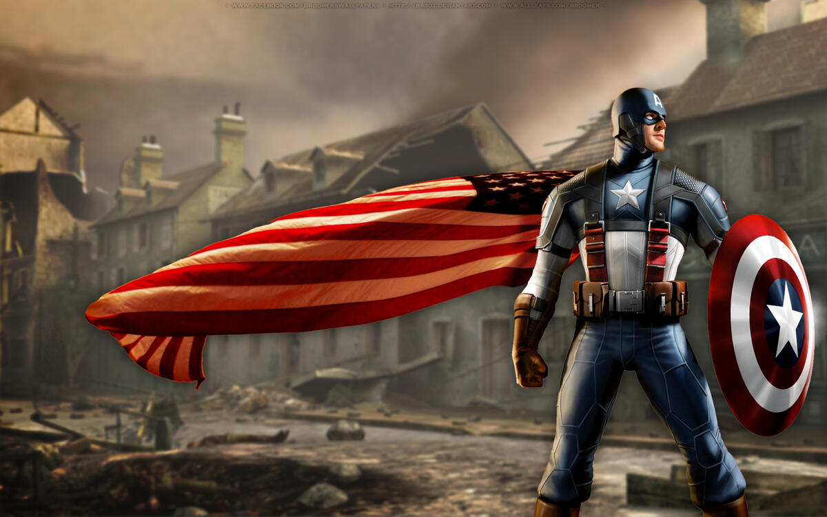 Captain America and the Cape of the American flag