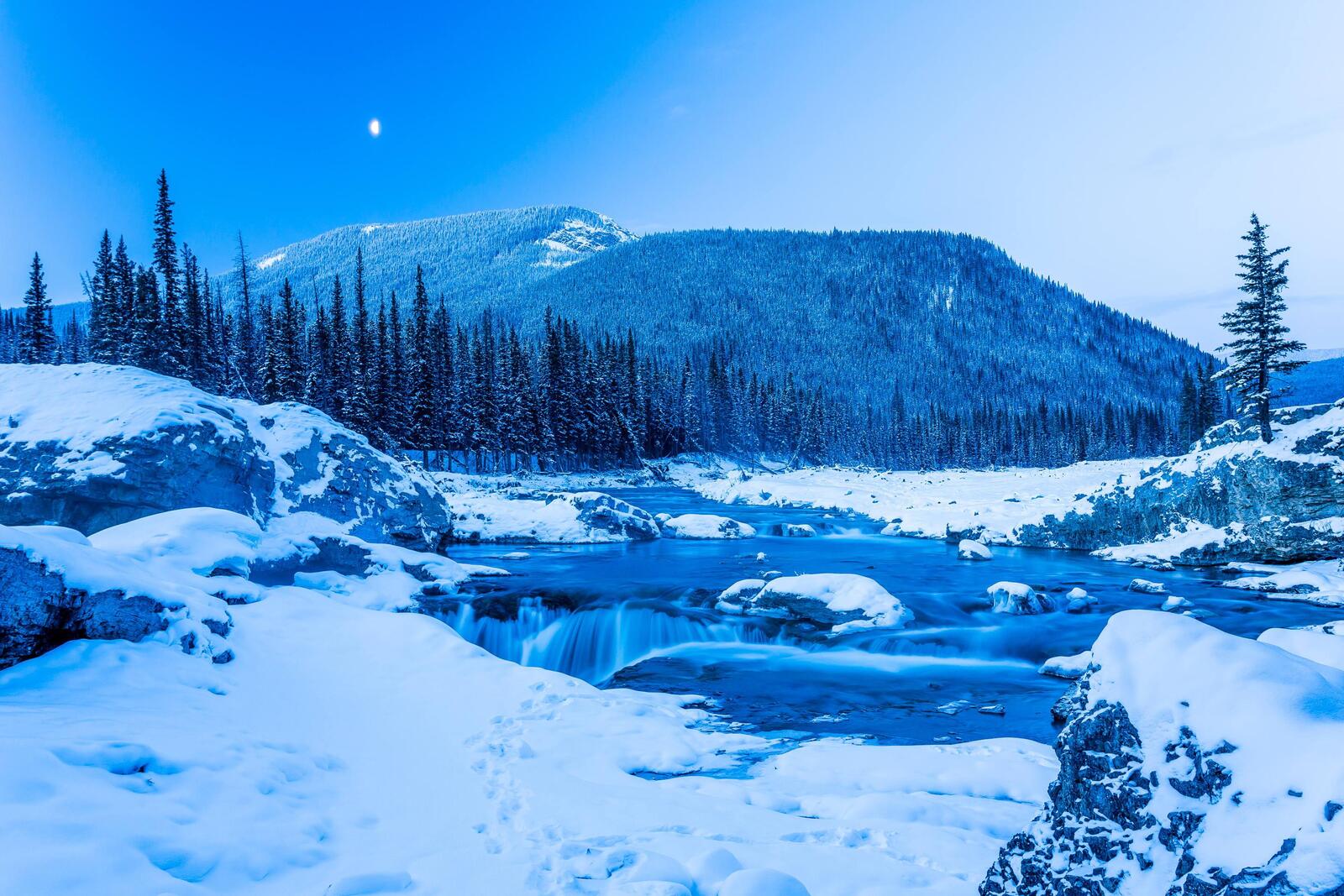 Wallpapers Winter in Kananaskis snow and ice Elbow Falls on the desktop