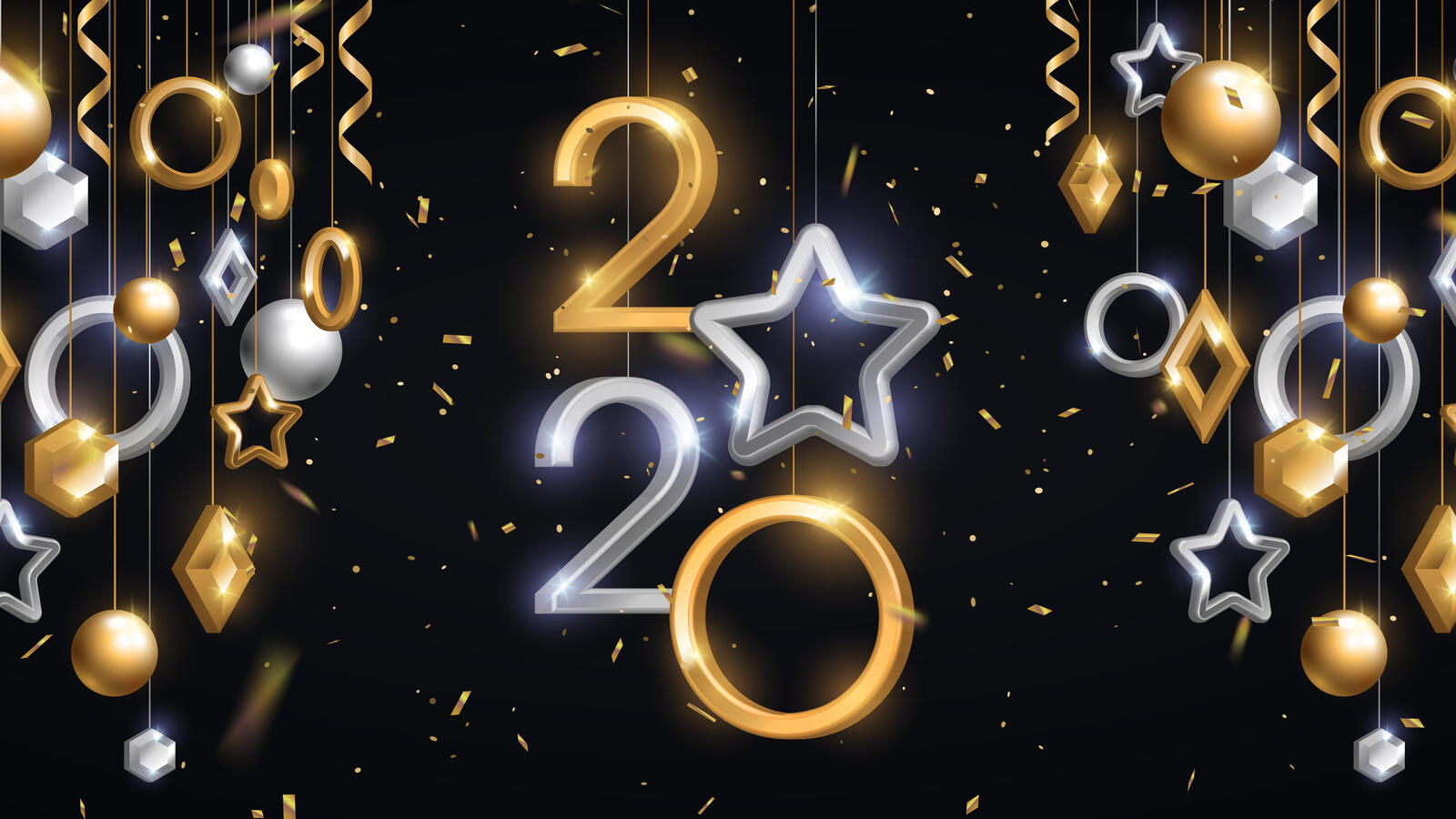 Wallpapers 2020 new year stars on the desktop
