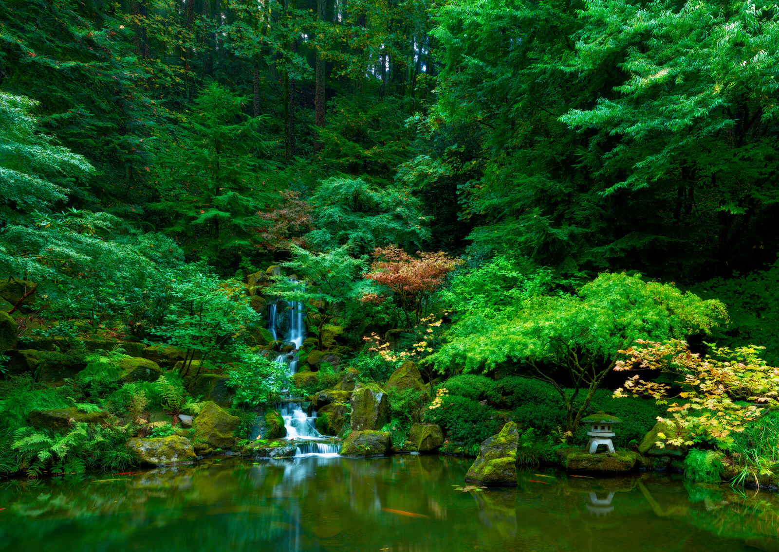 Wallpapers waterfall Japanese Gardens landscape on the desktop