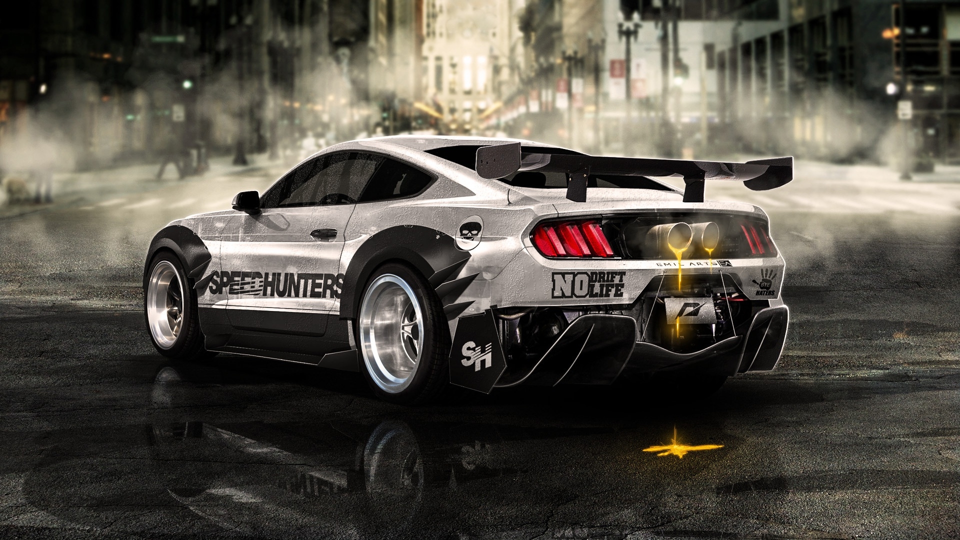 Wallpapers Ford Mustang sportcar white on the desktop