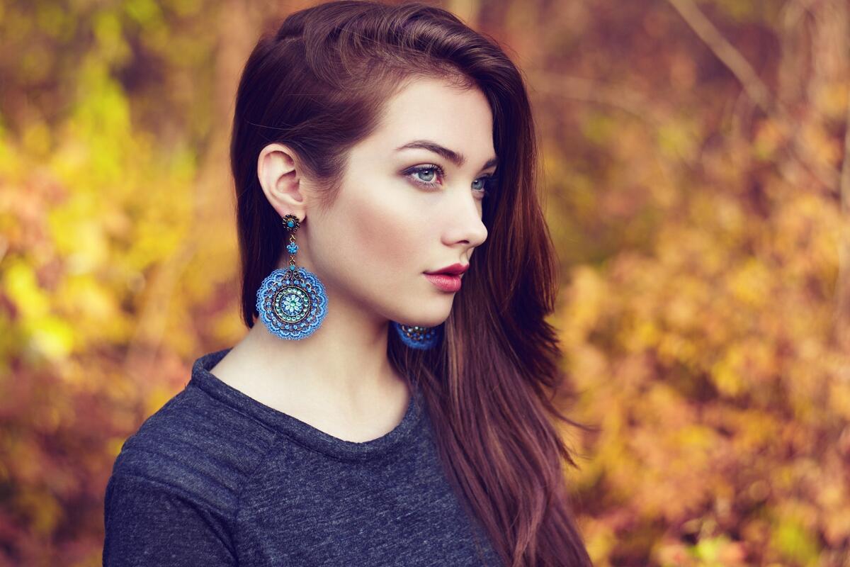Beautiful with big earrings