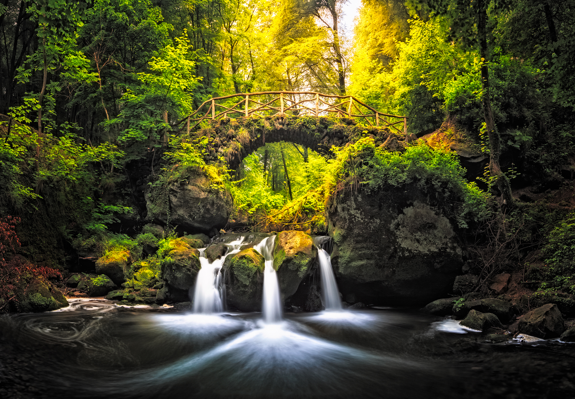 Фото бесплатно Woodfairy Bridge, Schiessentumpel waterfall, Nature Park Mellerdall