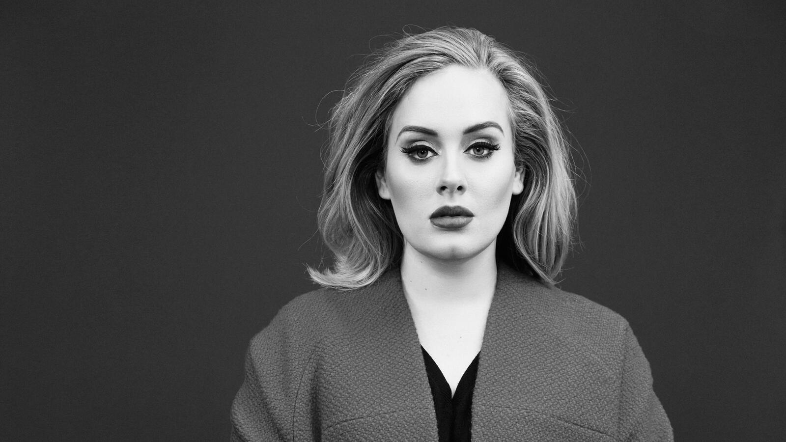 Обои Adele знаменитости серый фон на рабочий стол