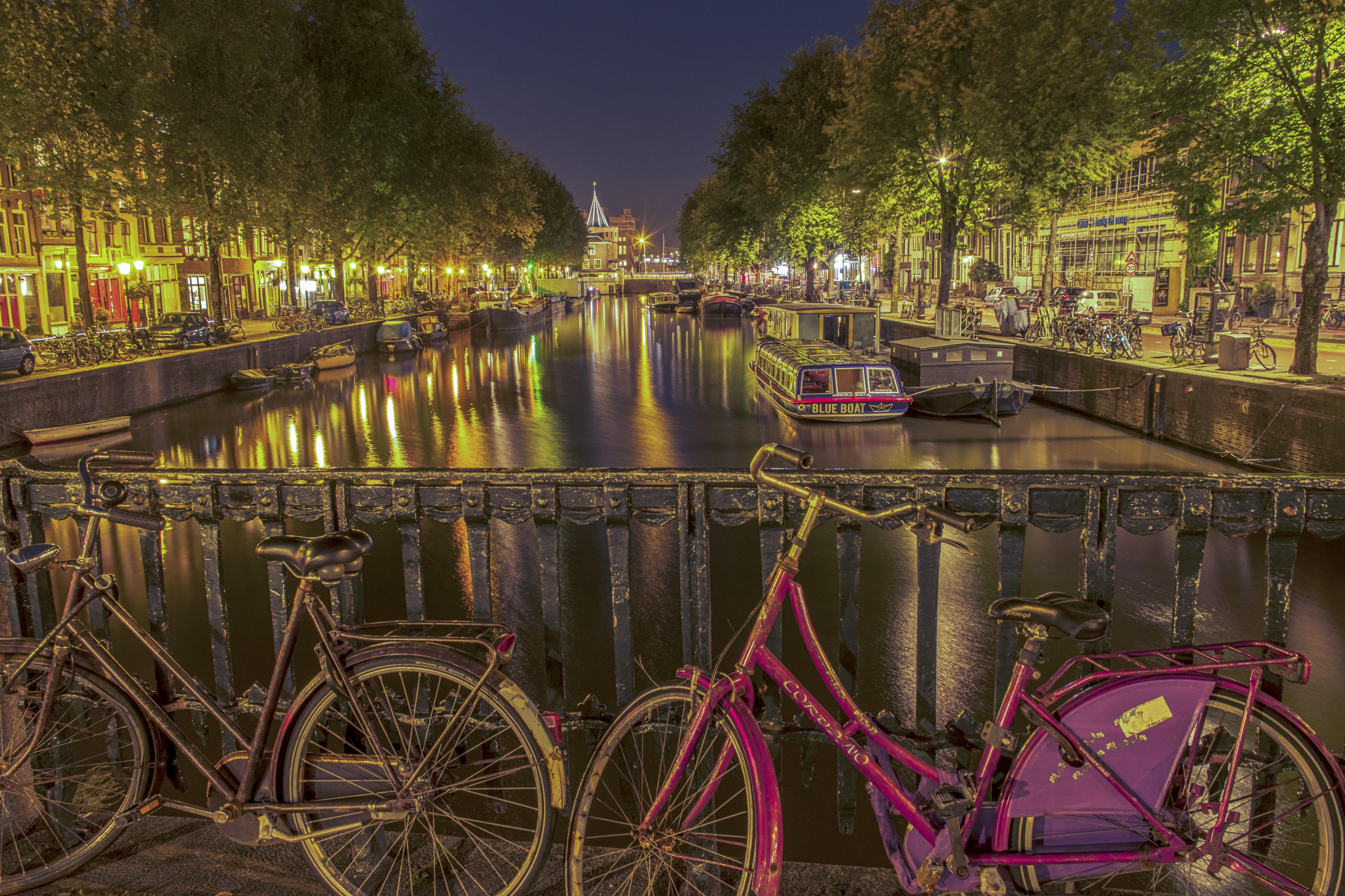 Обои ночной город Амстердам ночь на рабочий стол