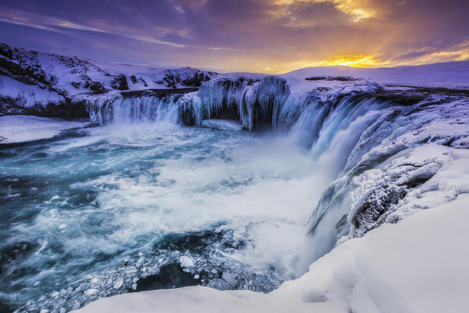 Обои Beautiful Godafoss Iceland зима на рабочий стол
