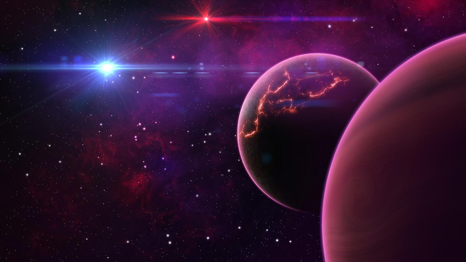 Wallpapers planets glowing stars explosion on the desktop