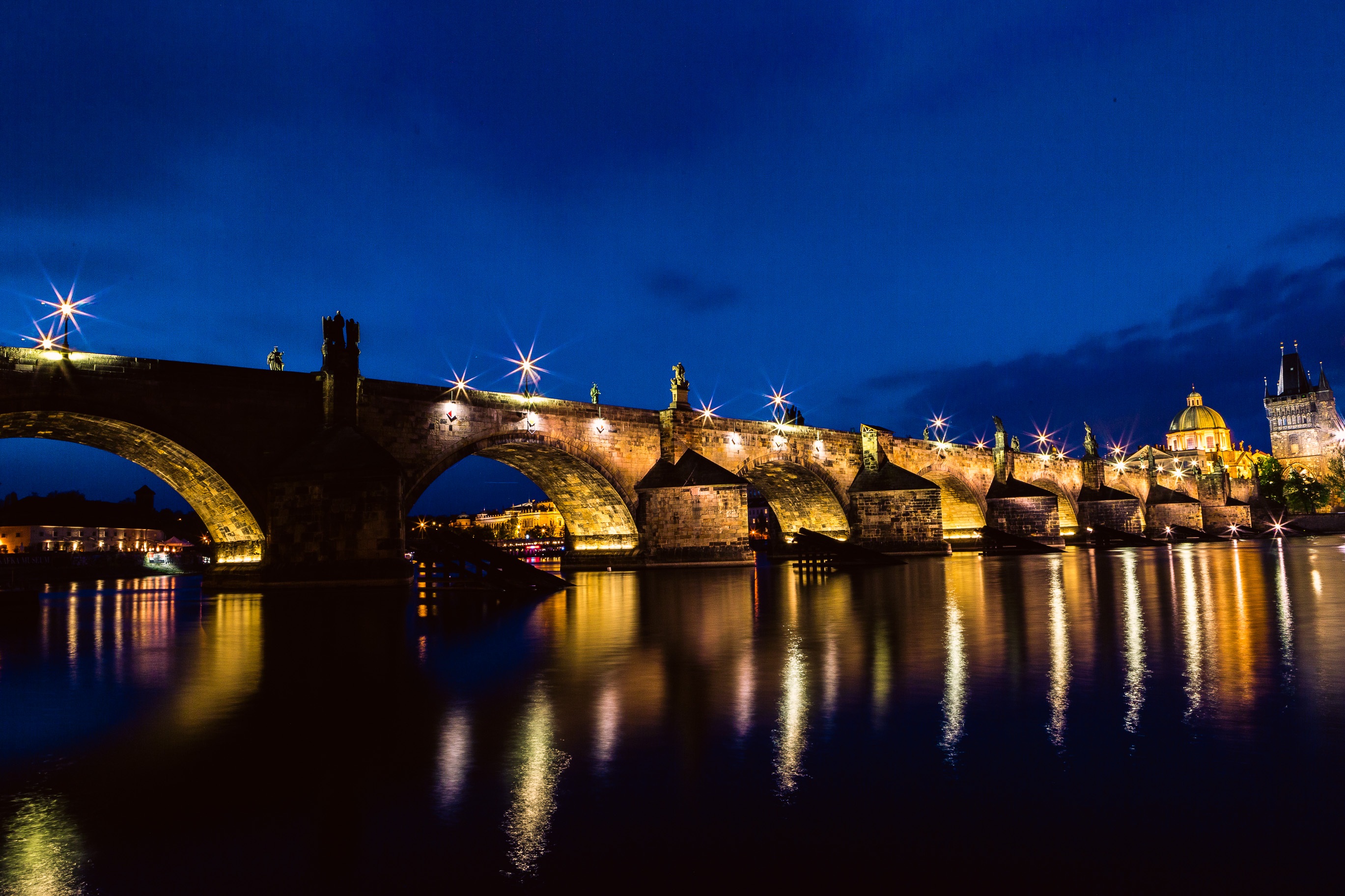 Wallpapers bridges houses Prague castle on the desktop