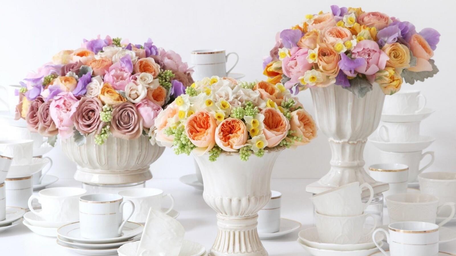 Обои декор вазы цветы на рабочий стол