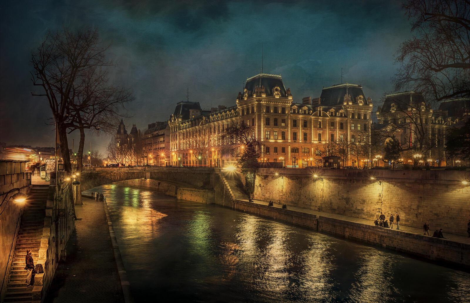Wallpapers The Paris police Prefecture proud night on the desktop