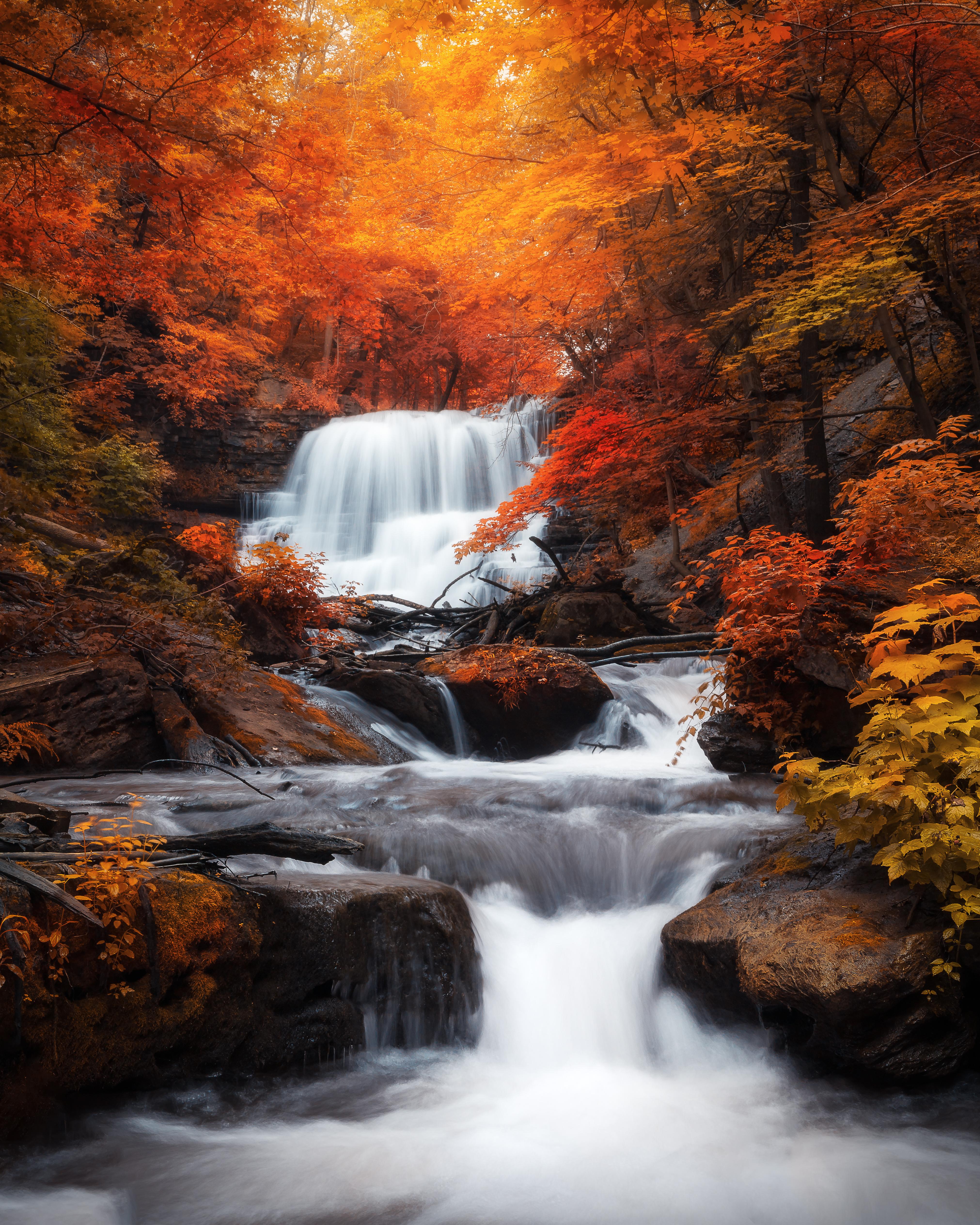 Wallpapers waterfall autumn autumn colors on the desktop