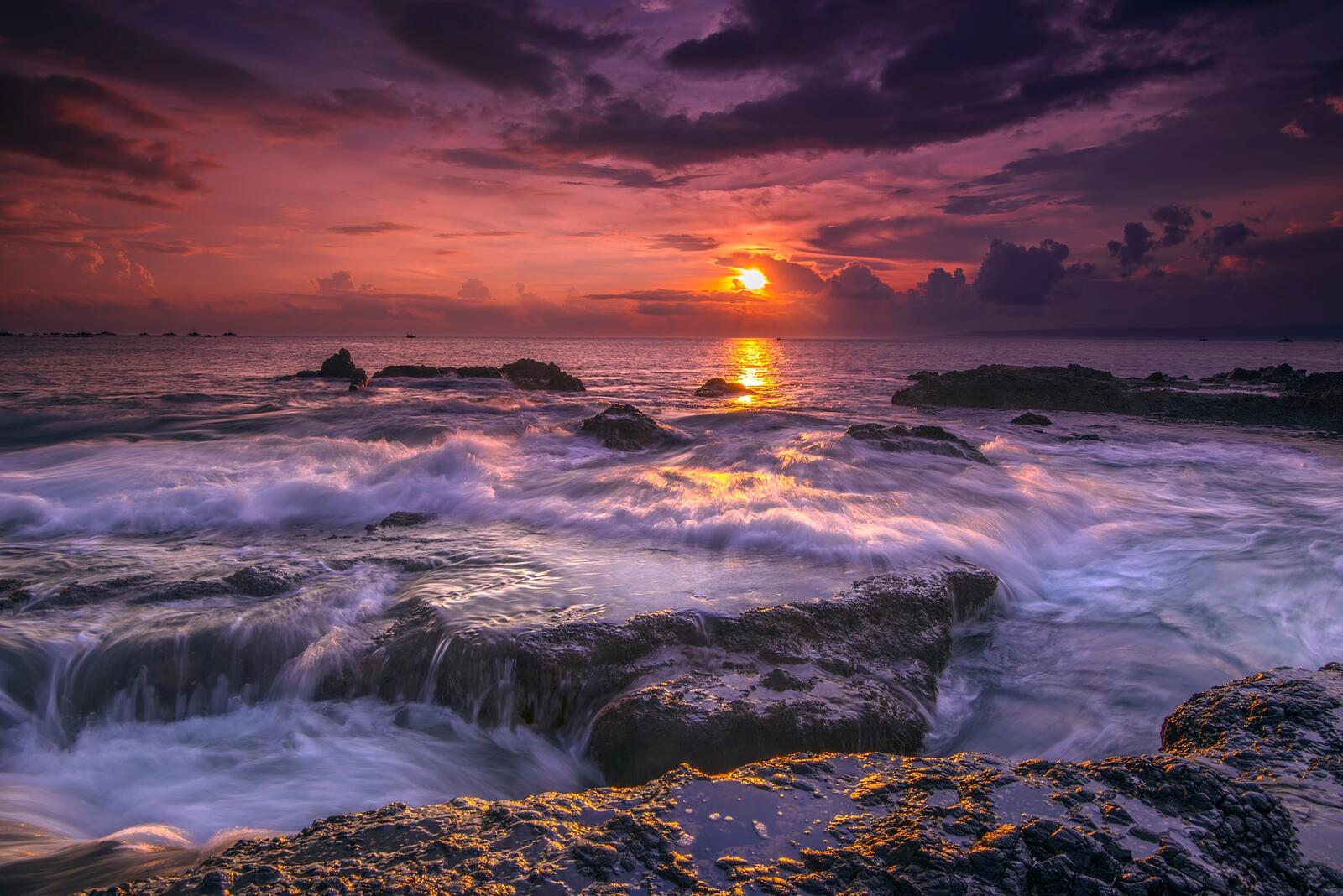 Wallpapers sea Indonesia sunset landscape on the desktop