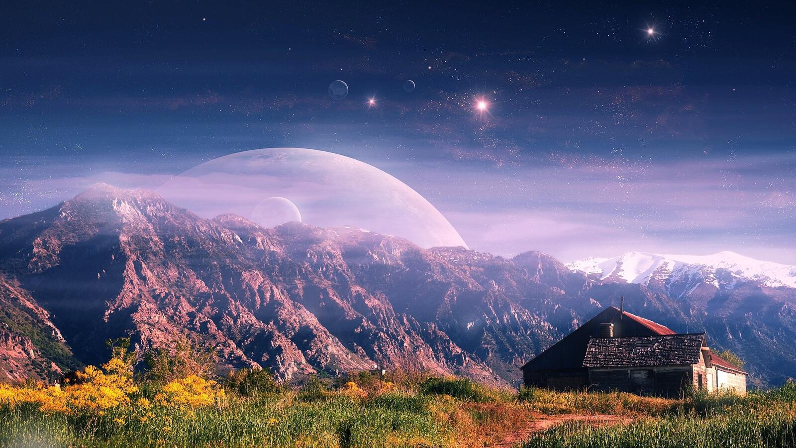 Wallpapers mountains house fantasy on the desktop