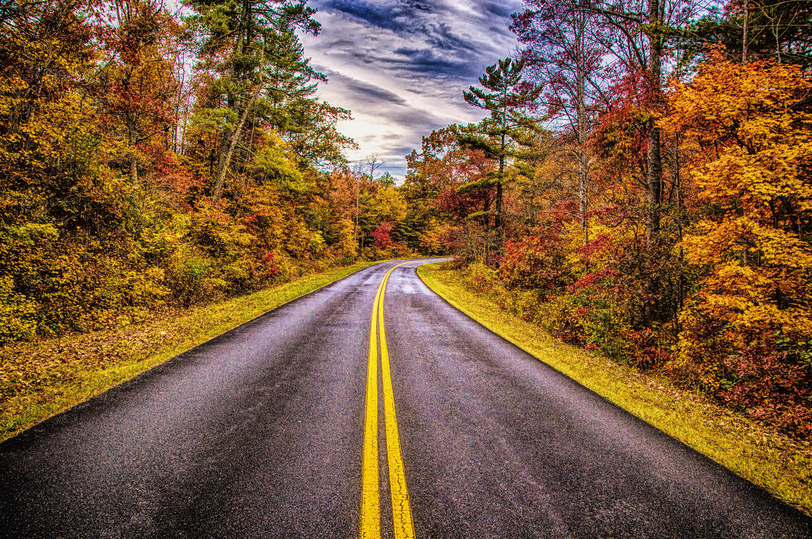 Wallpapers landscape road autumn colors on the desktop