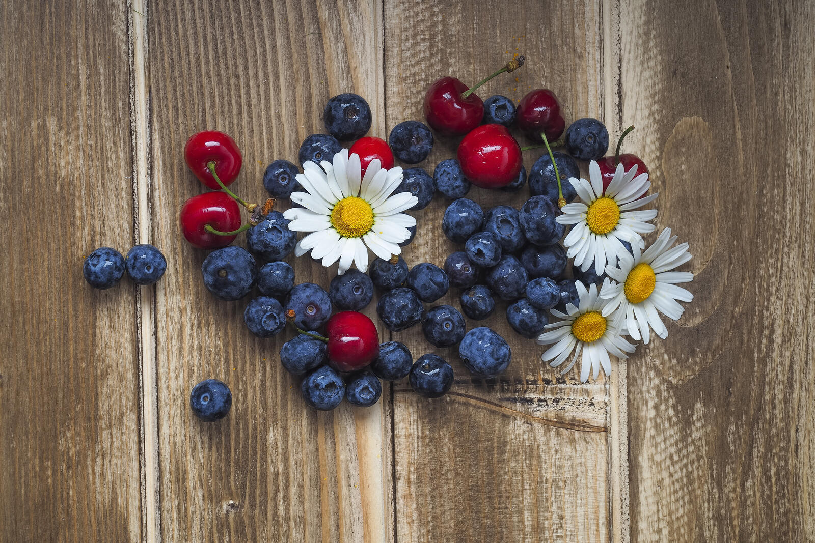Free photo Blueberry, cherry and camomile