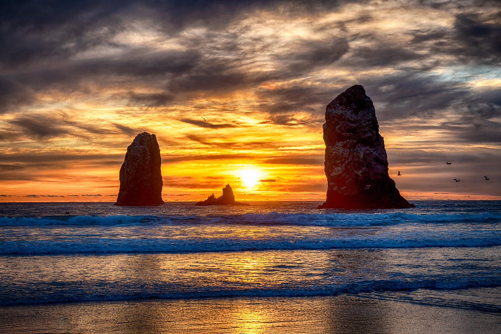 Wallpapers Sunset at Cannon Beach Oregon sea on the desktop