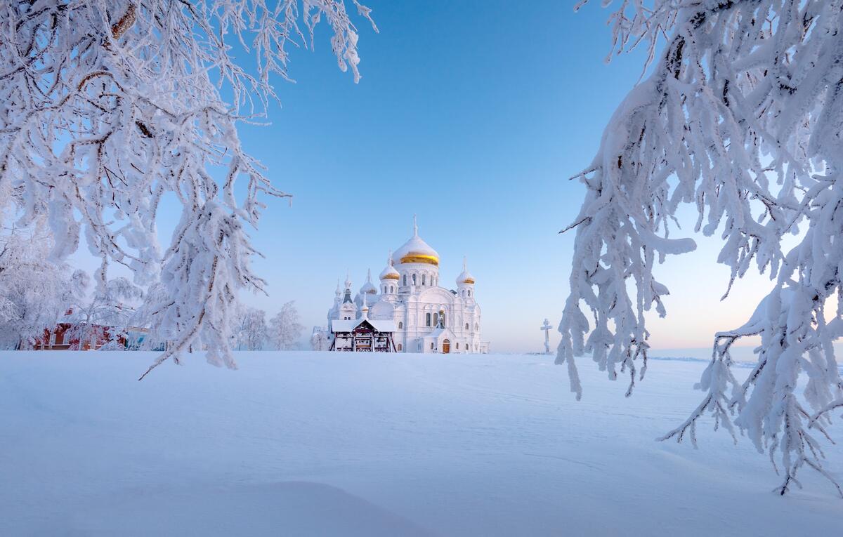 Temple in the snow