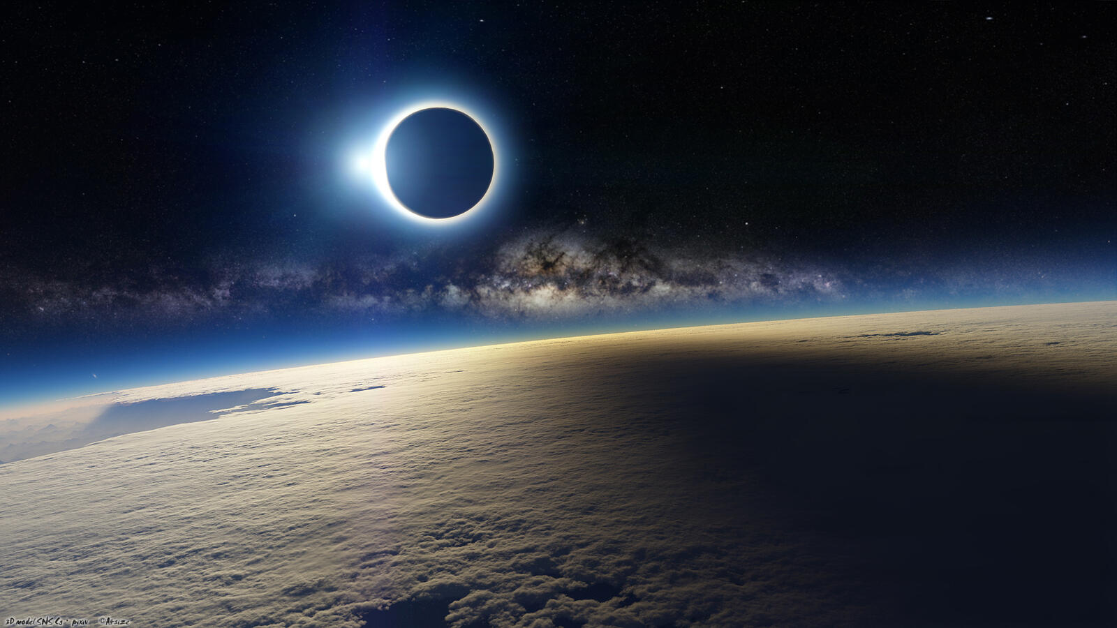 Бесплатное фото Солнечное затмение со стратосферы