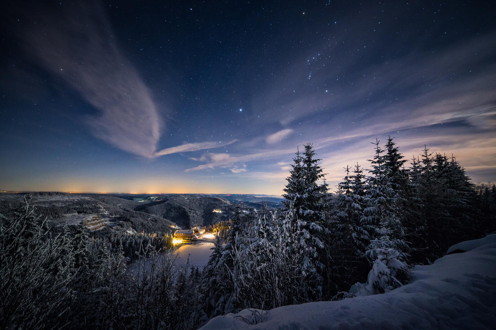Wallpapers Stars Above winter Mummelsee on the desktop
