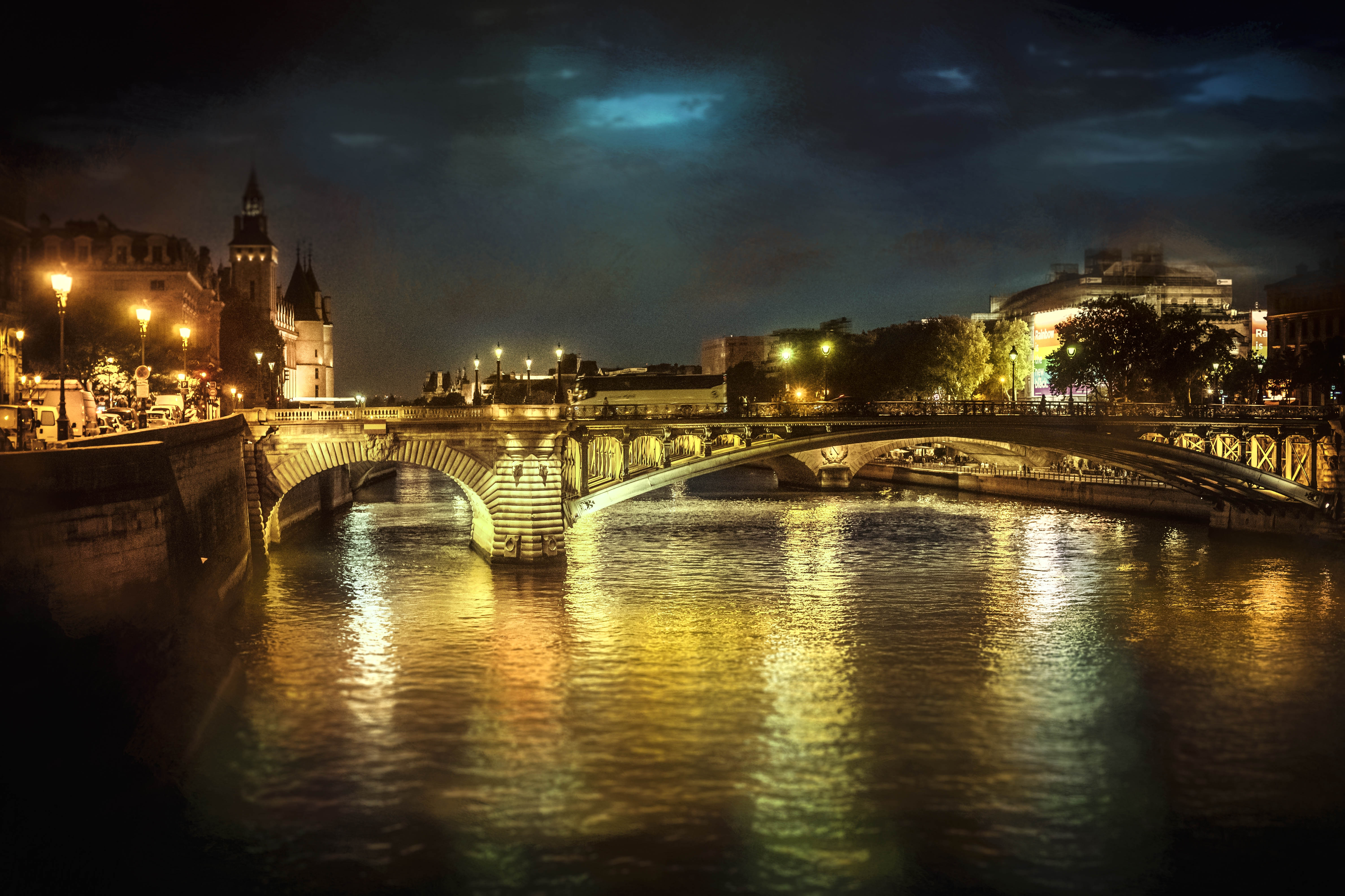Photo free Seine River, illuminations, night
