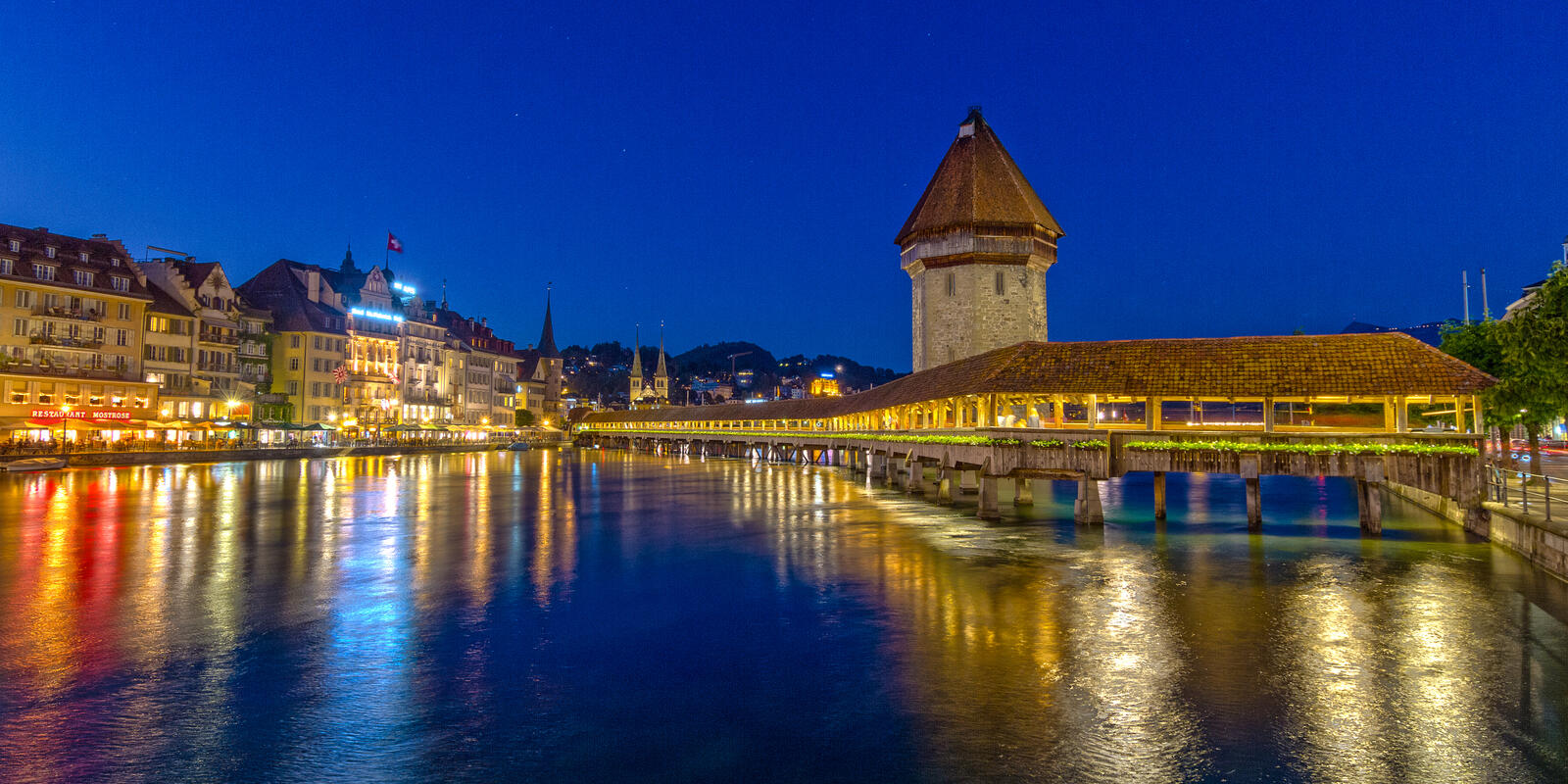 Wallpapers Lucerne panorama night on the desktop