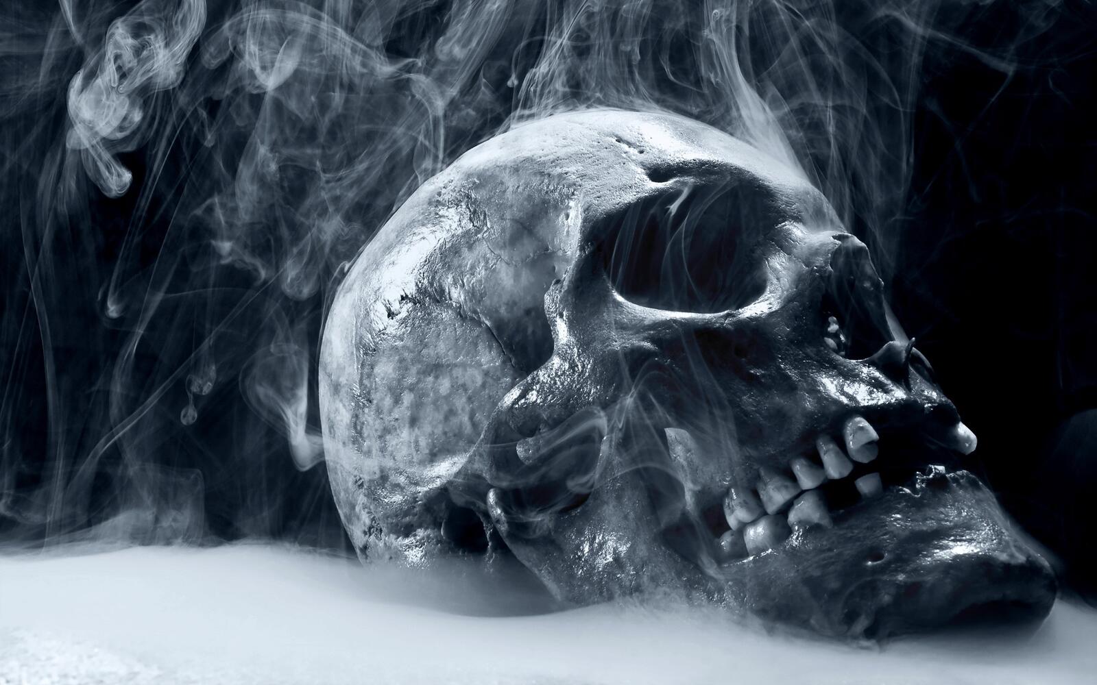 Wallpapers skull smoke digital art on the desktop