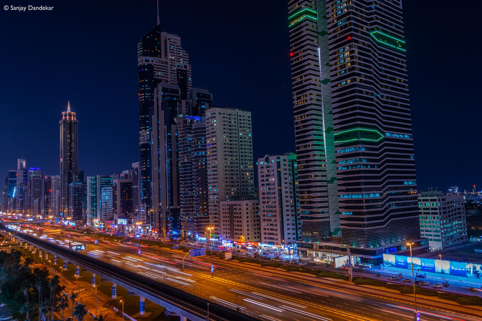 Обои ОАЭ освещение Ночной город на рабочий стол