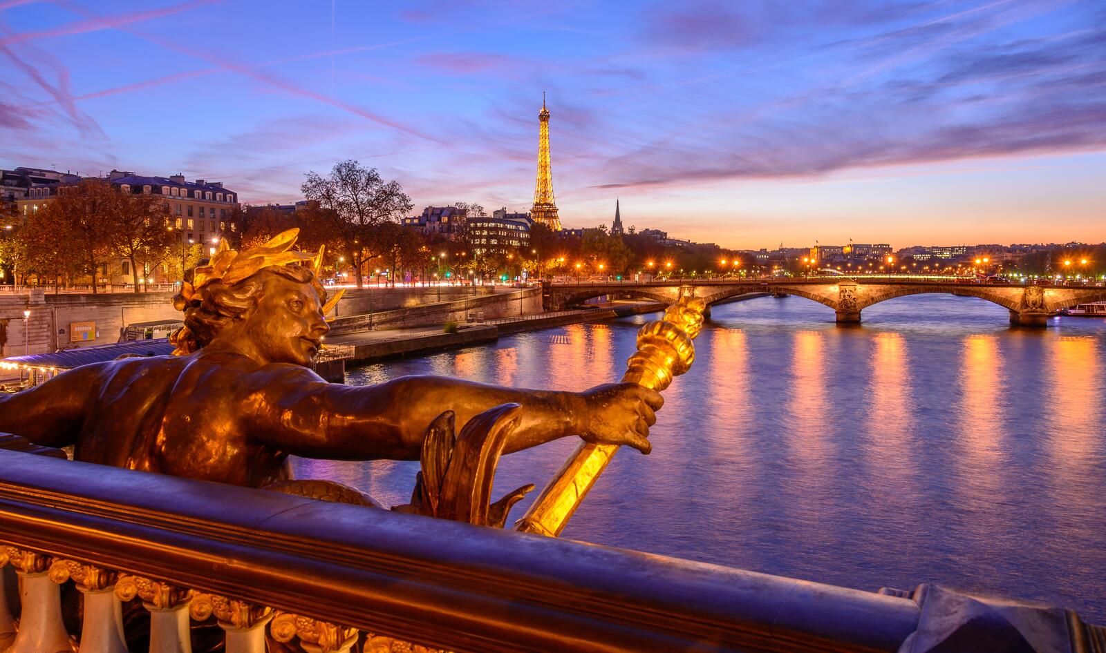 Wallpapers Seine France night city on the desktop