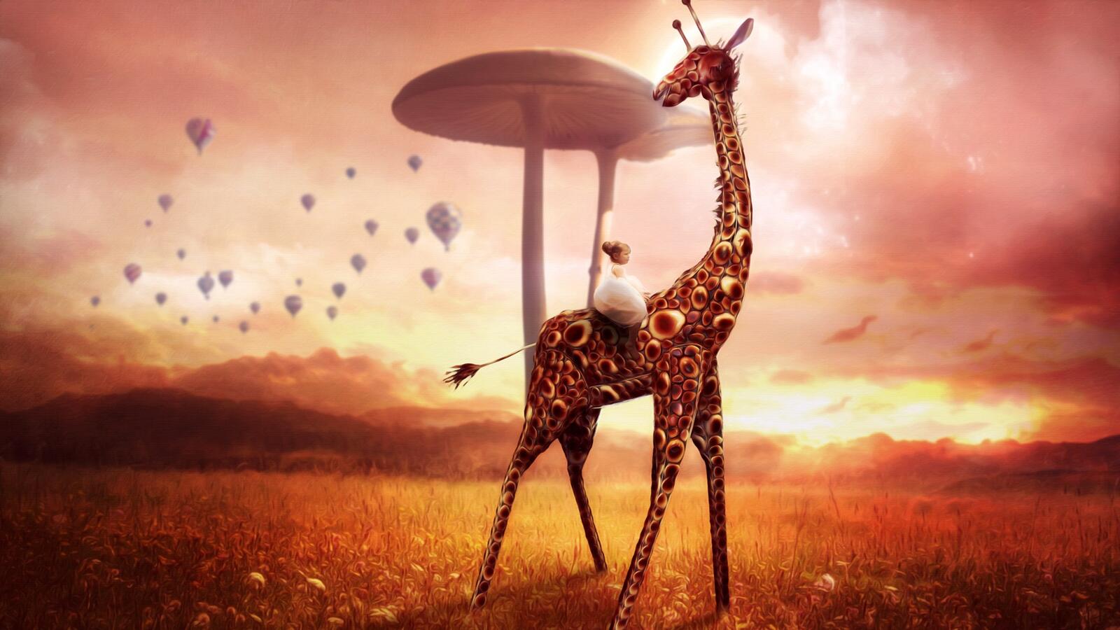 Wallpapers giraffe artist animals on the desktop