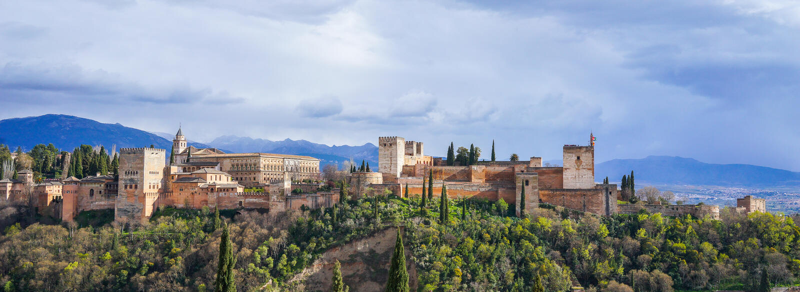 Обои Альгамбра Испания панорама на рабочий стол