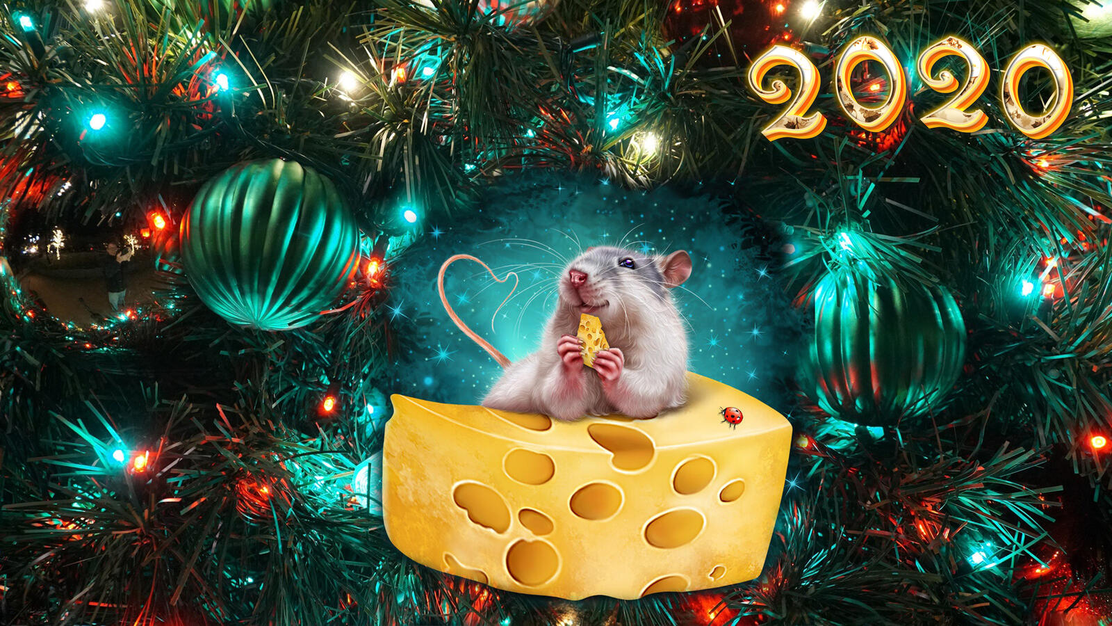 Wallpapers 2020 year of the rat new year toys on the desktop