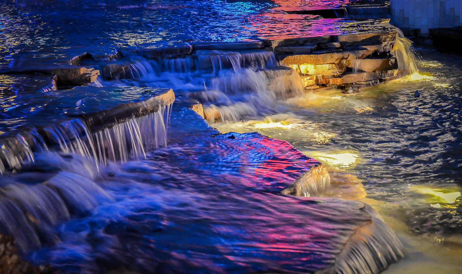 Wallpapers Night Time Waterfall night river on the desktop