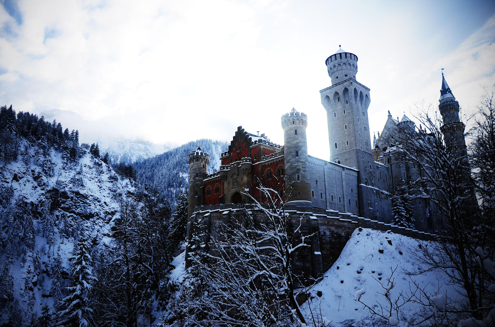 免费照片新天鹅堡冬季城堡