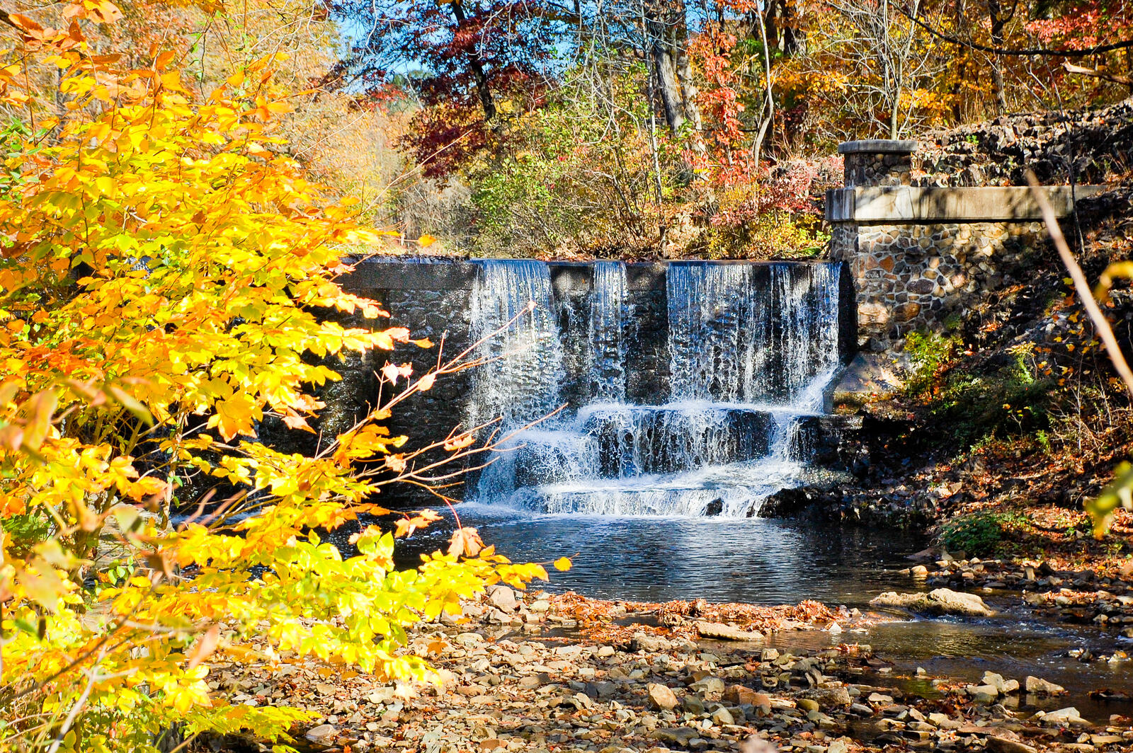 Wallpapers waterfall fall colors trees on the desktop