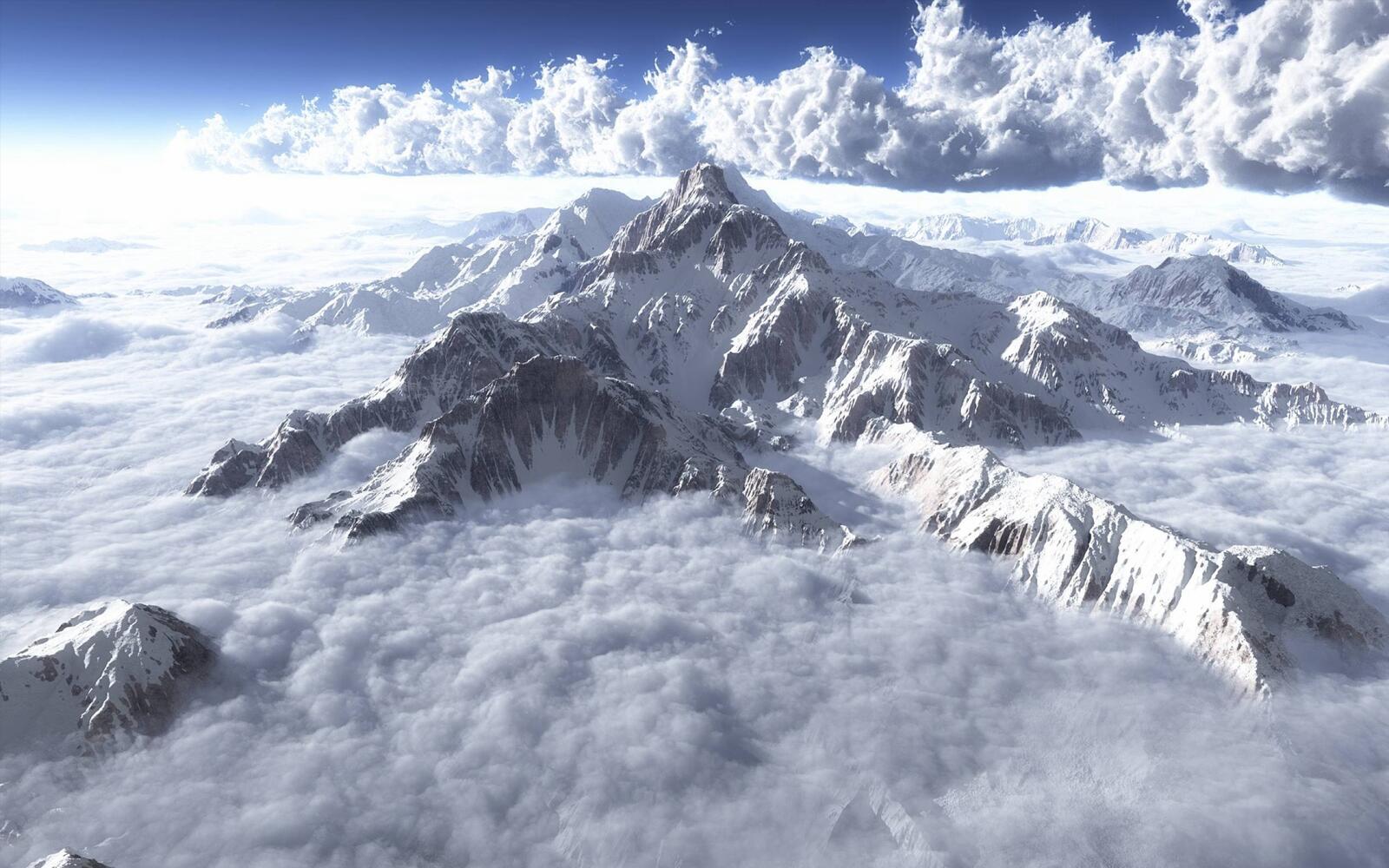Wallpapers the scenic view from the air the clouds mountain on the desktop