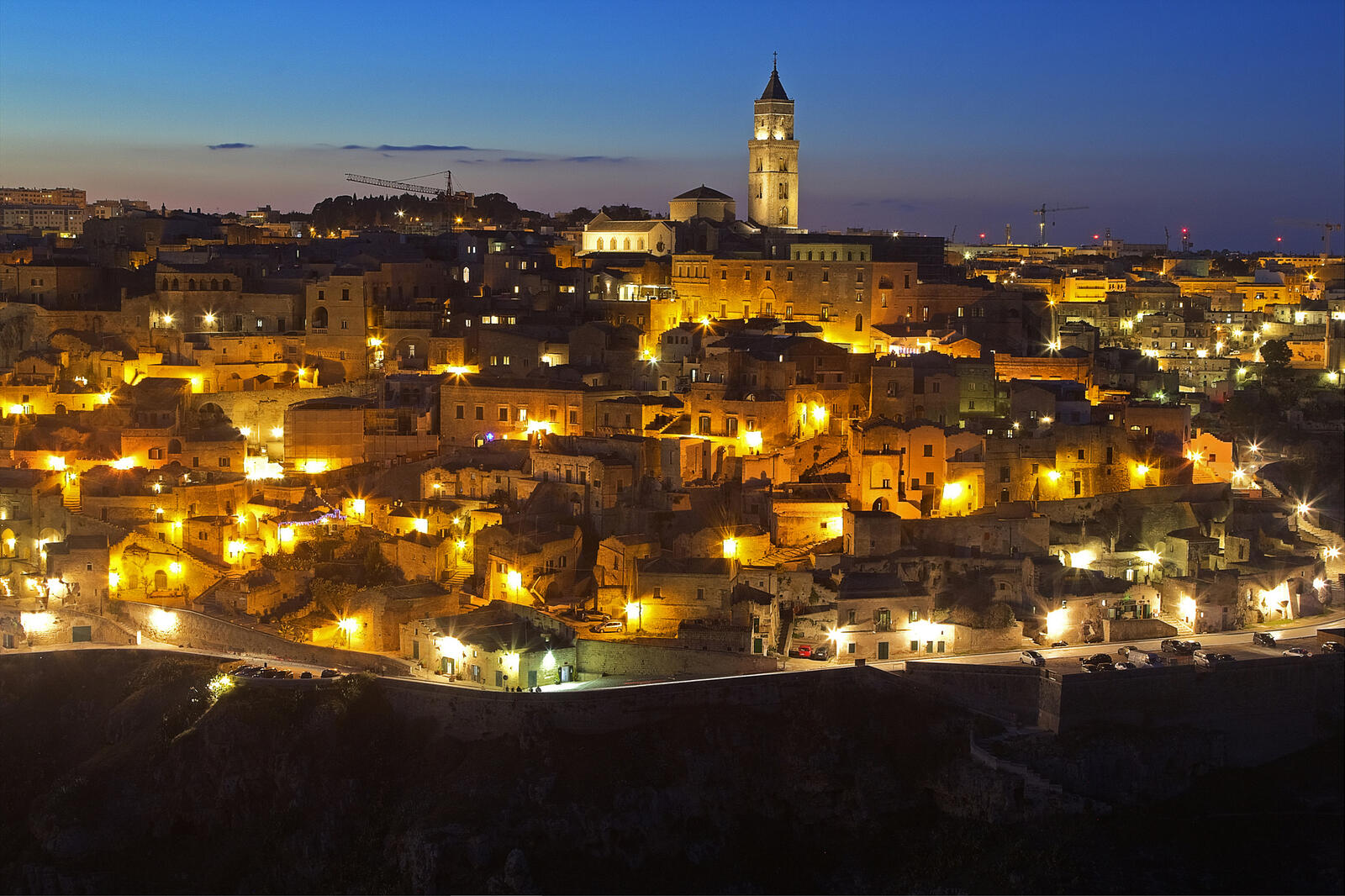 Wallpapers City lights Matera Basilicata on the desktop
