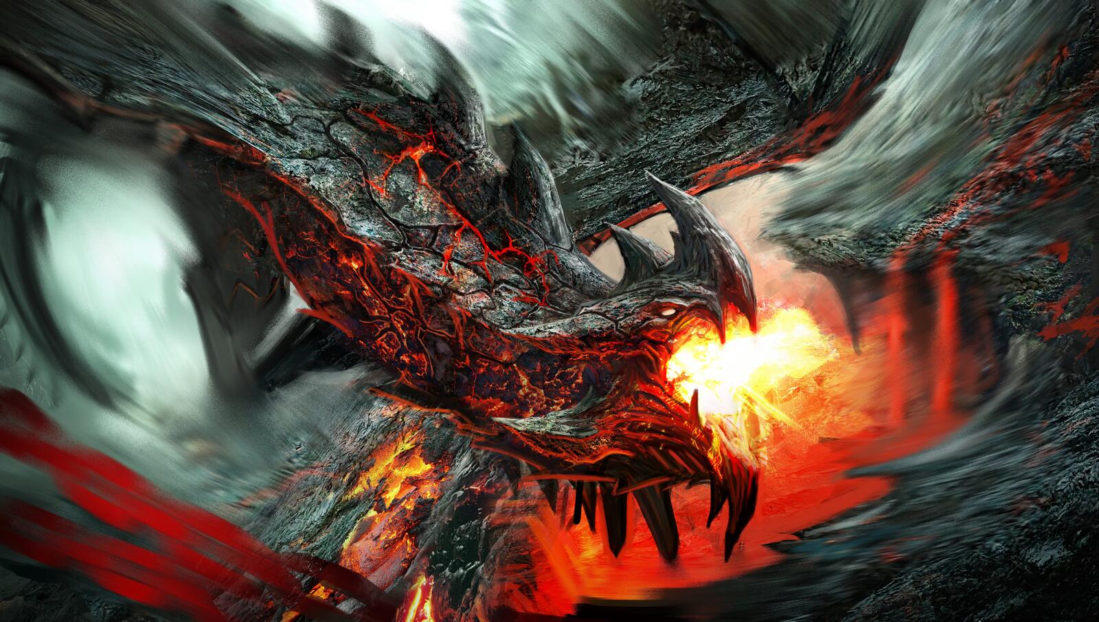 Free photo Dragon spewing flames